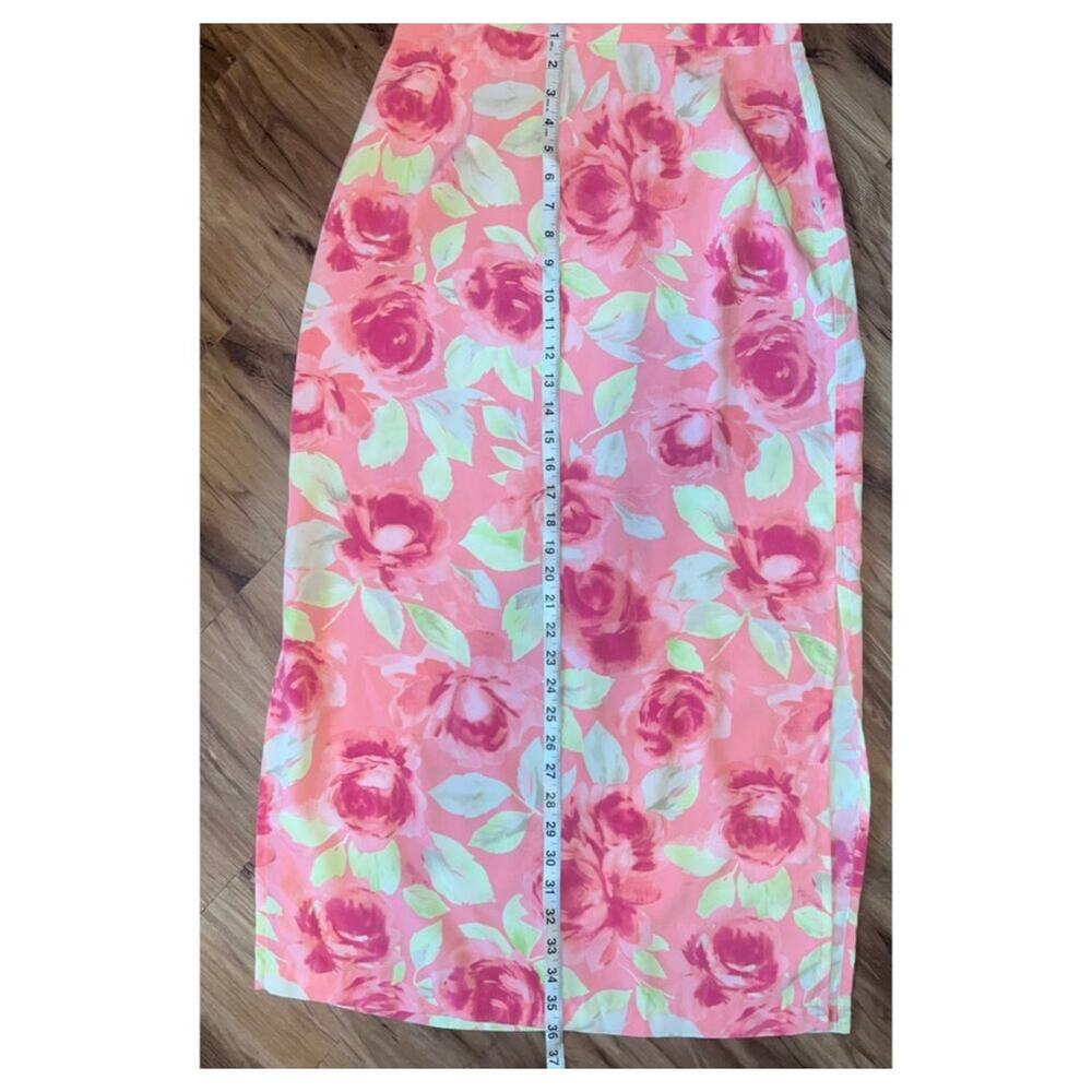 Beautiful Pink Christopher and Banks Floral Print Long Zip Maxi Skirt Size 4 - Picture 8 of 8